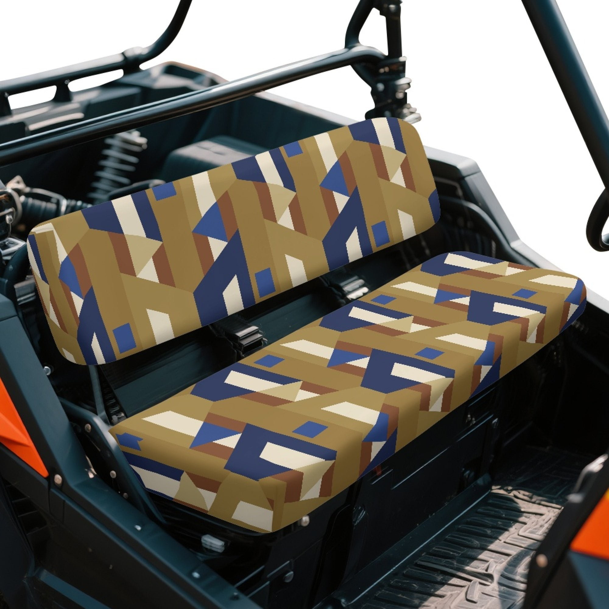 ZIATUBLES 2-Pack UTV Front Seat Covers with Abstract Geometry Print, Compatible with Kawasaki Mule 3000 3010, Washable Polyester Protective Cover, Fade & Wear Resistant