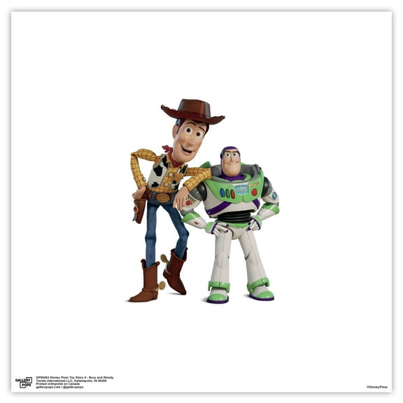 Gallery Pops Disney Pixar Toy Story 4 - Buzz and Woody Wall Art, Unframed Version, 12" x 12"