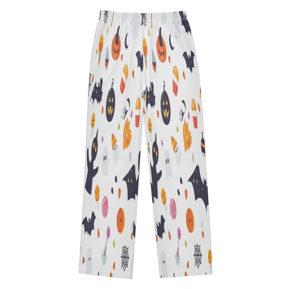 Kids' Pajama Pants Soft Relaxed Fit Sleep Pants Lounge Pants with Pockets Cartoon Halloween Icons Pattern Small