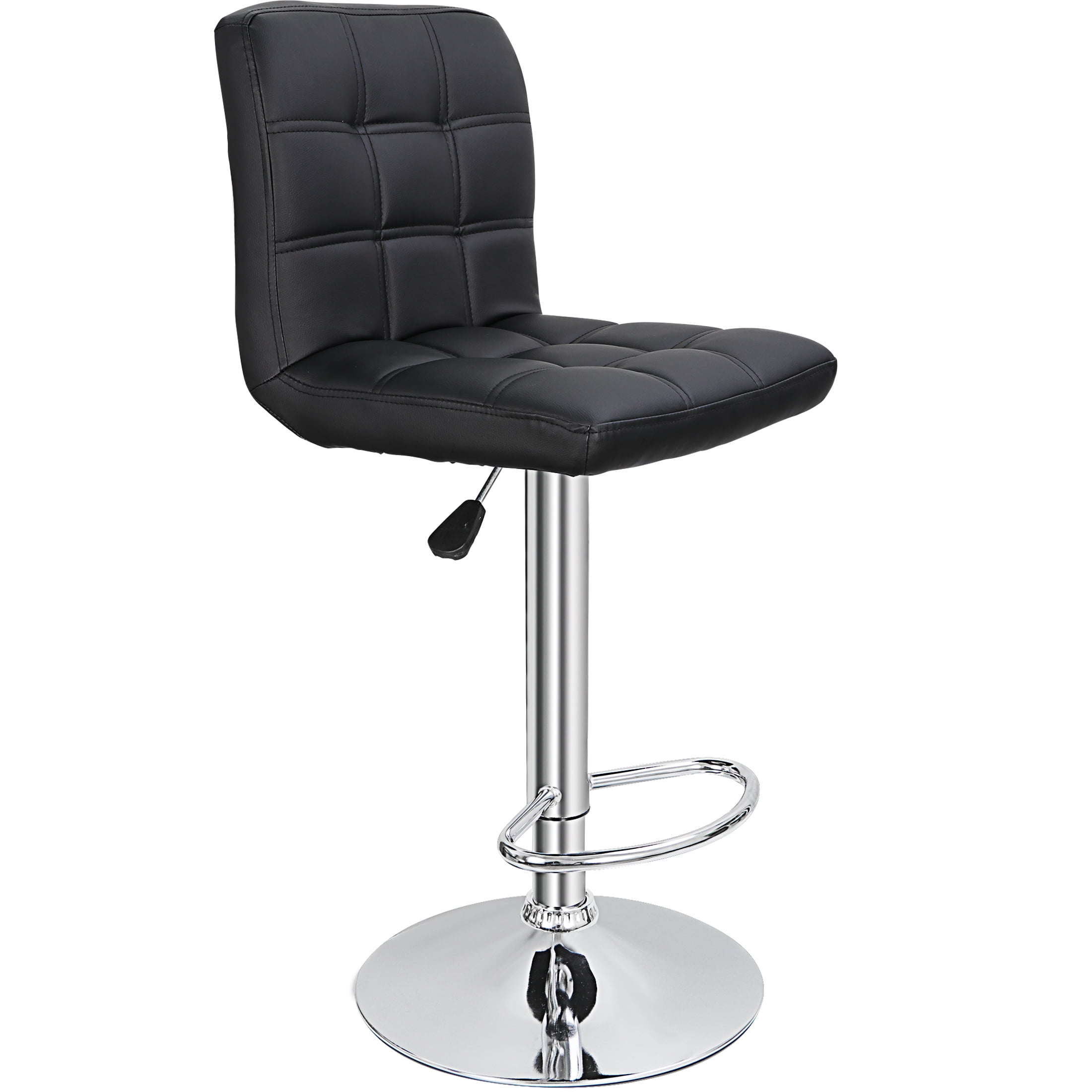 ZENY Set of 4 Bar Stool Soft Cushion Metal Frame 24-32" Swivel Chair, Black
