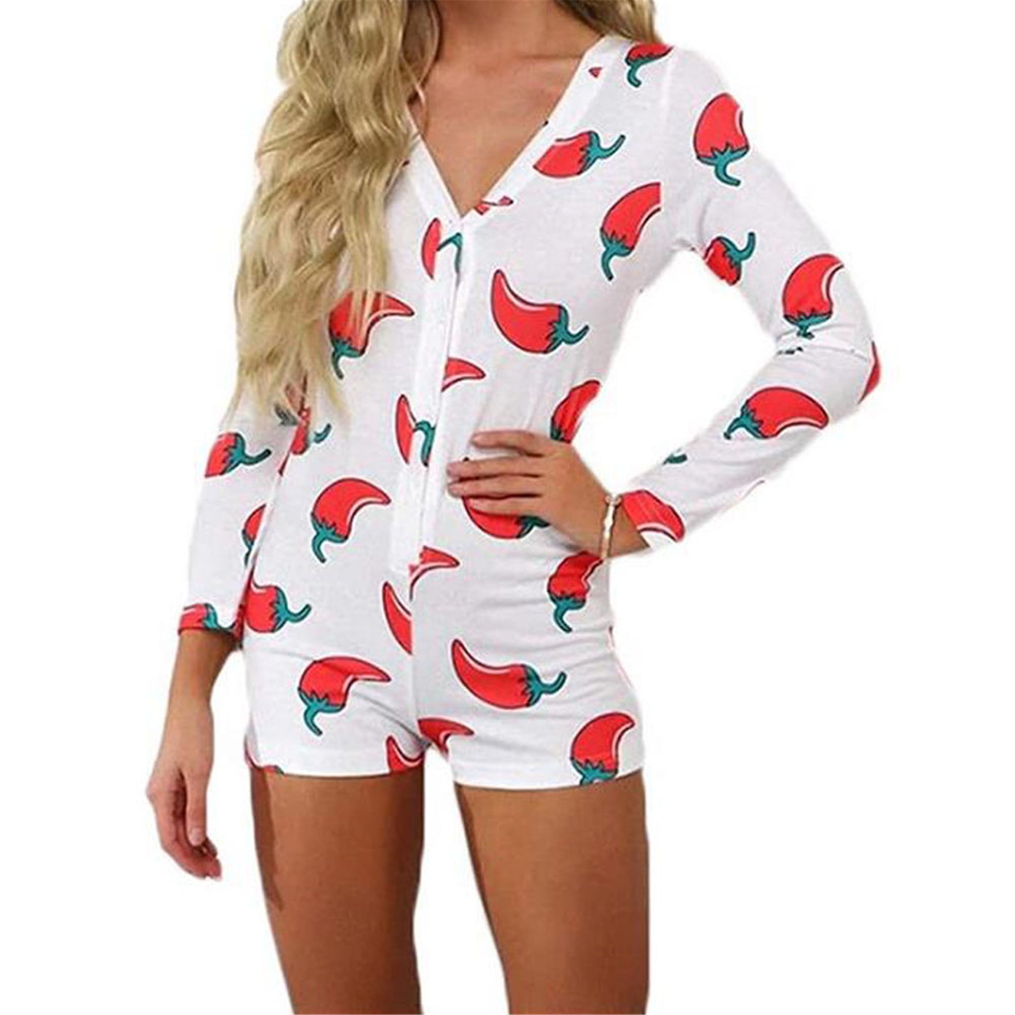 Womens v neck bodycon printed playsuit jumpsuit romper bodysuit shorts sleepwear nightwear pajamas suit Clearance
