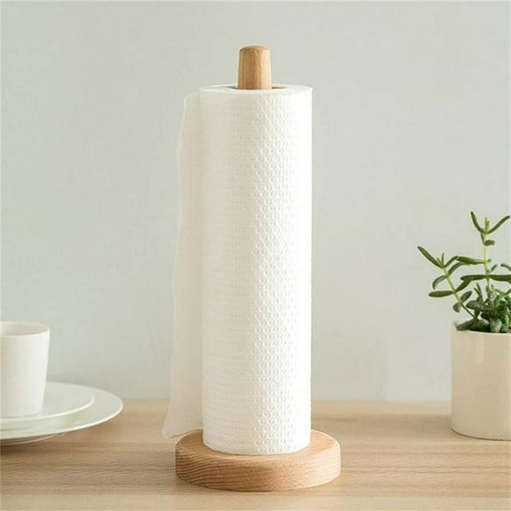 1 Pack Paper Towel Holder, Happon Wooden Paper Towel Holder Countertop, Detachable Bathroom Towel Roll Stand for Kitchen & Dining Room