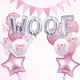 thumbnail image 5 of KAKOWELY Globos de aluminio con letras "WOOF", para cumpleaños de perro (plateados y rosas), 5 of 5