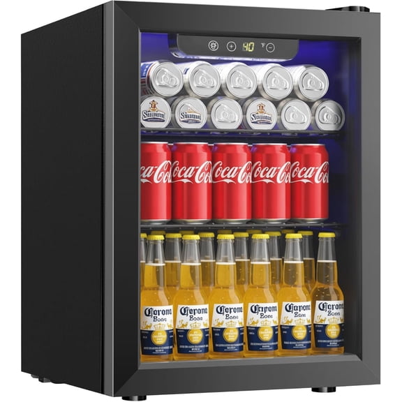 Havato 1.7 cu.ft 16 Bottle Wine Cellar, 67 Cans beverage Fridge w/ Glass Door & Adjustable Removable Shelves, Black