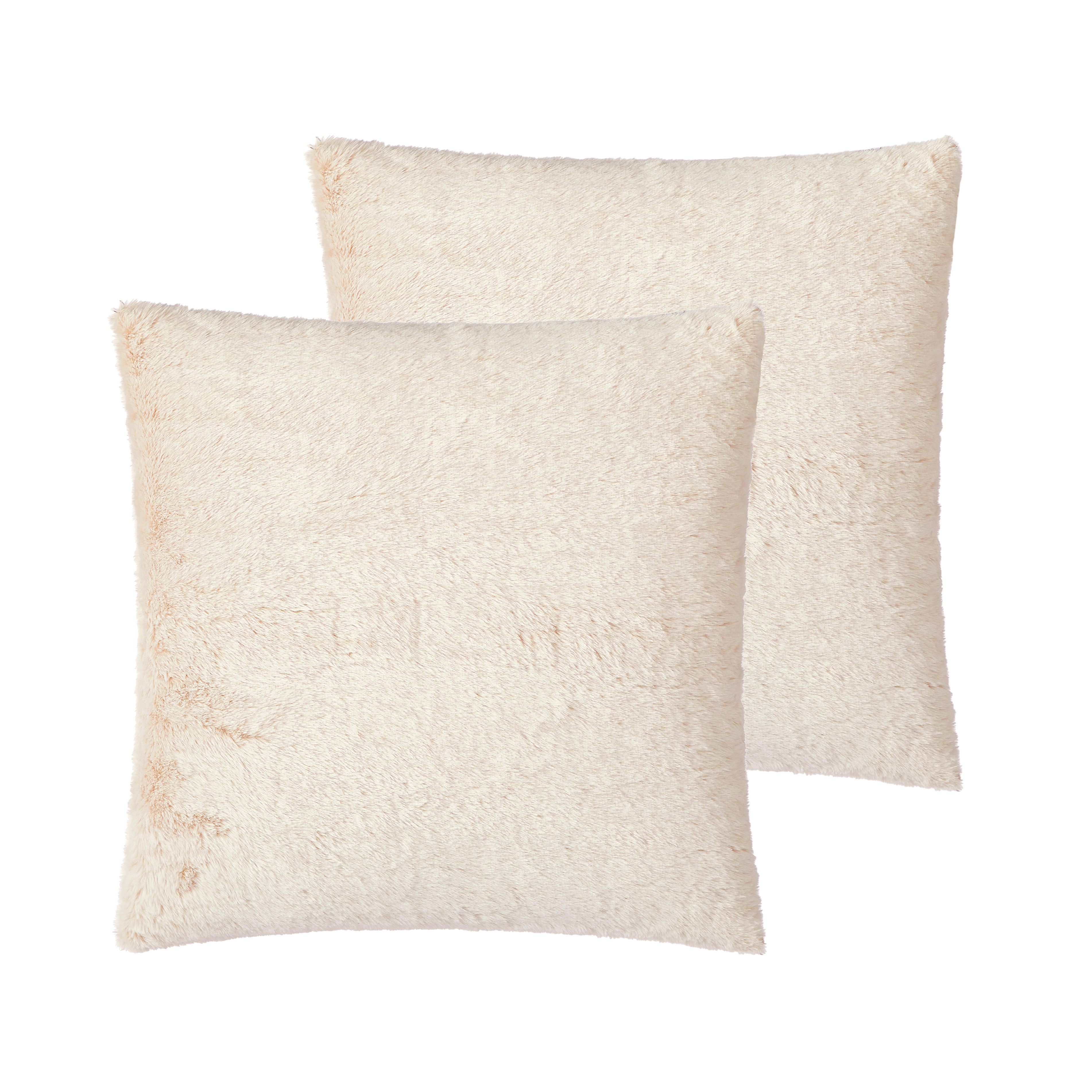 Better Homes & Garden 2pk Faux Tip Dyed Fur Decorative Pillows, 20" x 20" Beige