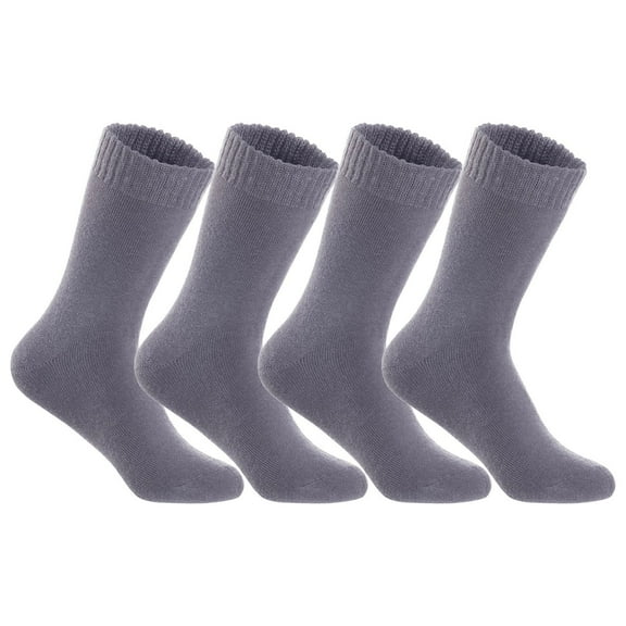Lian LifeStyle Fantastic Children's 4 Pairs Wool Crew Socks Super Comfortable, Soft, and Durable LK0601 Size 6Y-8Y Grey