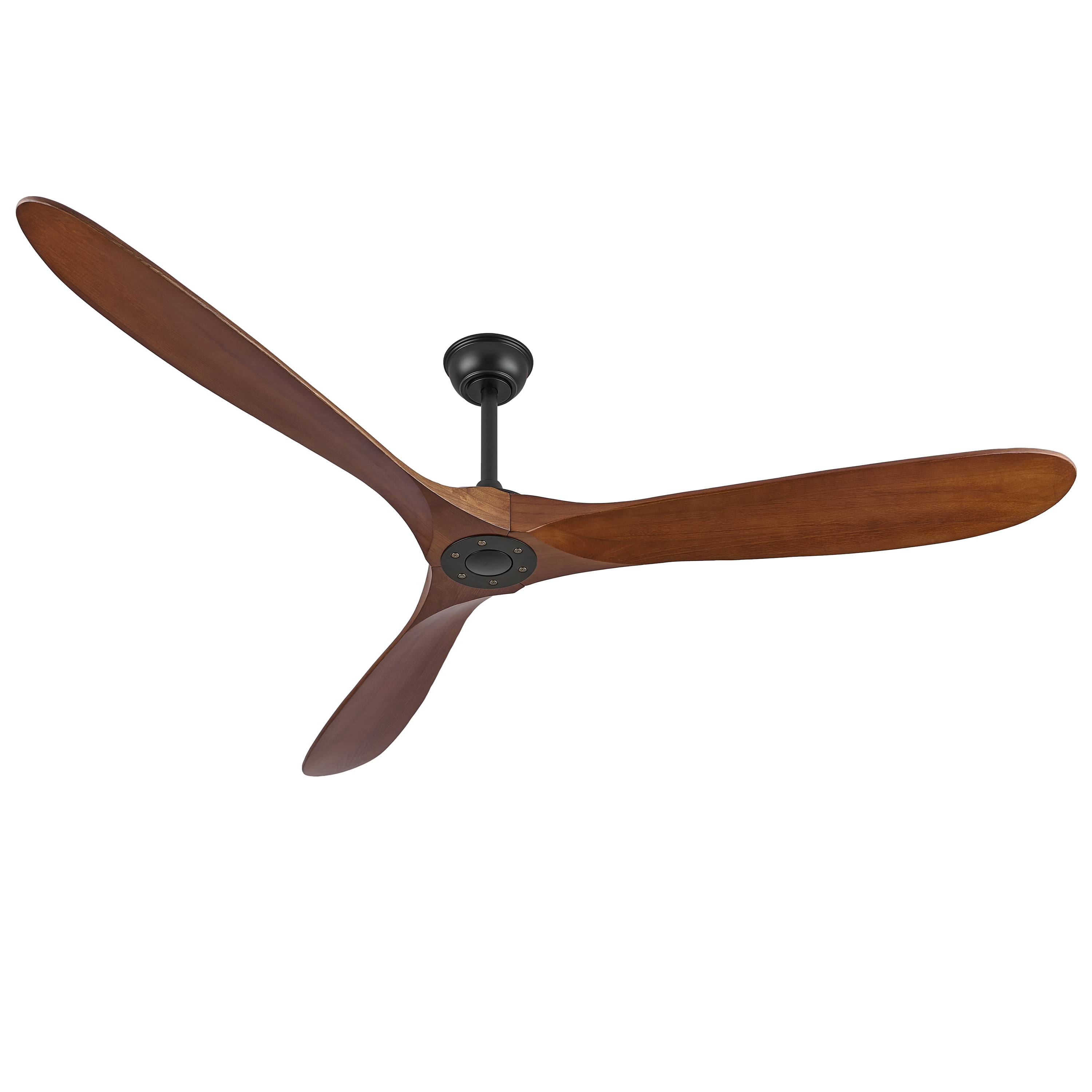 70'' Modern 3-Blade Ceiling Fan (No Light) – Solid Walnut Wood Propeller Ceiling Fans, Quiet DC Motor & Standard Remote Control | Indoor/Outdoor Use for Patio, Coastal & Farmhouse Spaces