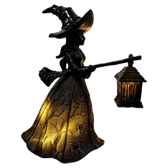 Gothic Style Spooky Atmosphere Lighting Stained Glass Gothic Witch Hat Lamp