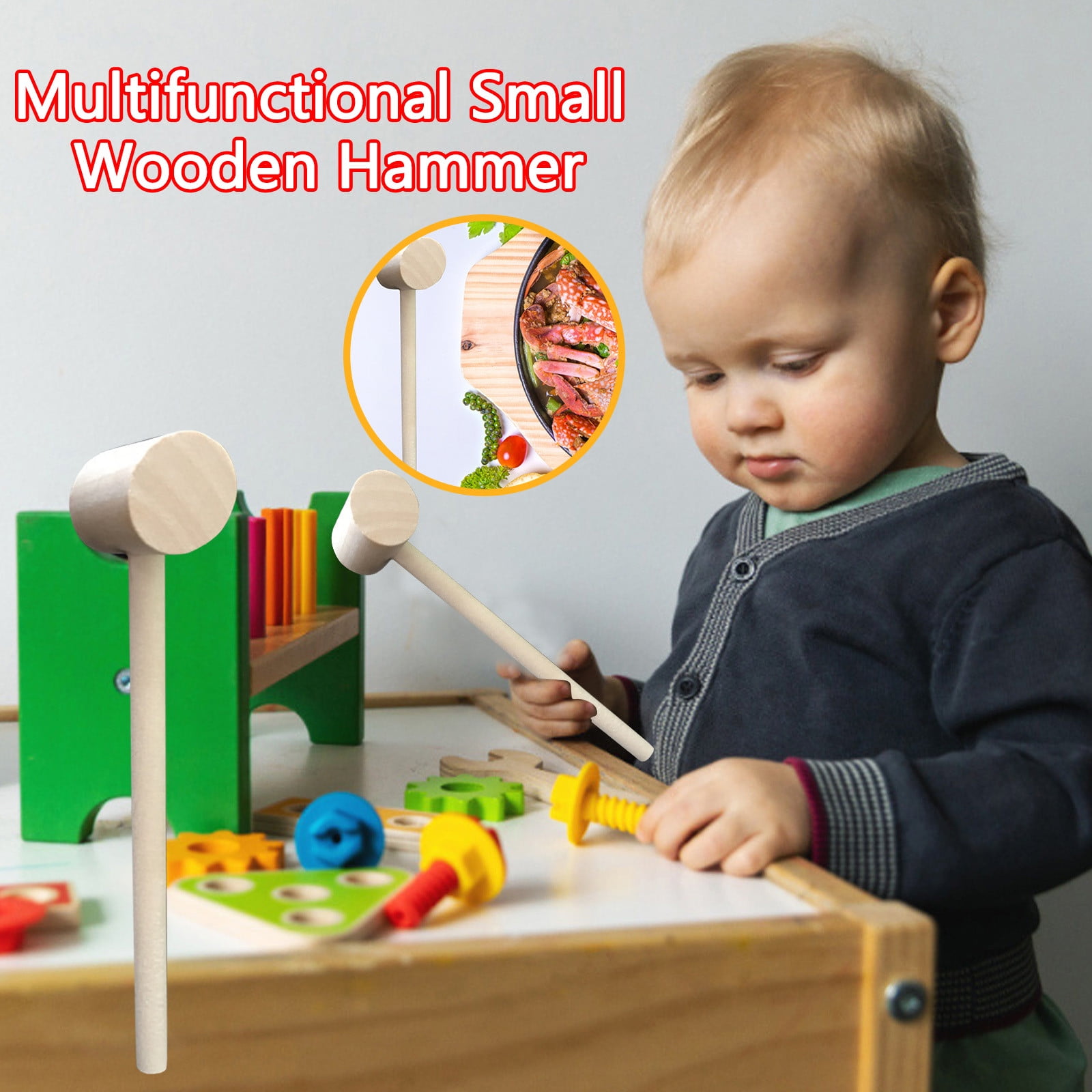 Drppepioner Kids toys Mini Wooden Mallet Knocking Cake Wooden Hammer ...