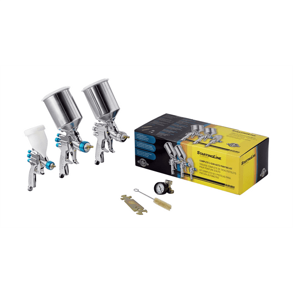 DeVilbiss StartingLine Automotive Spray Gun System with 1.3mm and 1.8mm Fluid Tips, 3 Piece