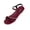 Red, variant on Women Rhinestone Flat Sandals Flock Suede Cushioned Sole Non Slip Summer Elegant Beach Casual Flats With Adjustable Strap, Black