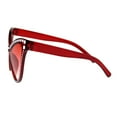 thumbnail image 3 of Womens Show Bulb Sign Engraving Plastic Cat Eye Horned Sunglasses Red, 3 of 4