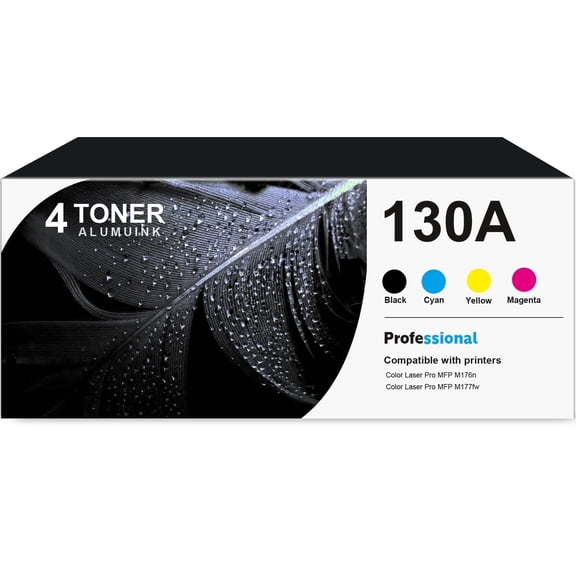 130A CF350A Toner Cartridge 4-Pack Compatible for 130A CF350A Toner Cartridges for Color Laser Pro MFP M176 M177 Series Printer (1 Black, 1 Cyan, 1 Magenta, 1 Yellow)
