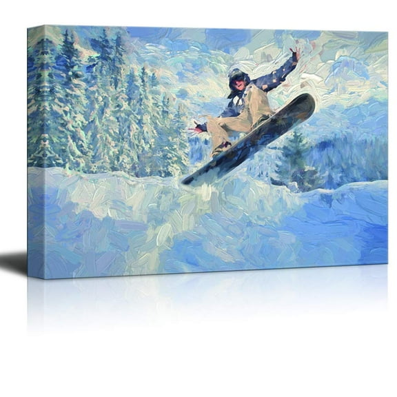 wall26 Canvas Wall Art Snowboarding Pictures Home Wall Decorations for Bedroom Living Room Paintings Canvas Prints Framed - 16x24 inches