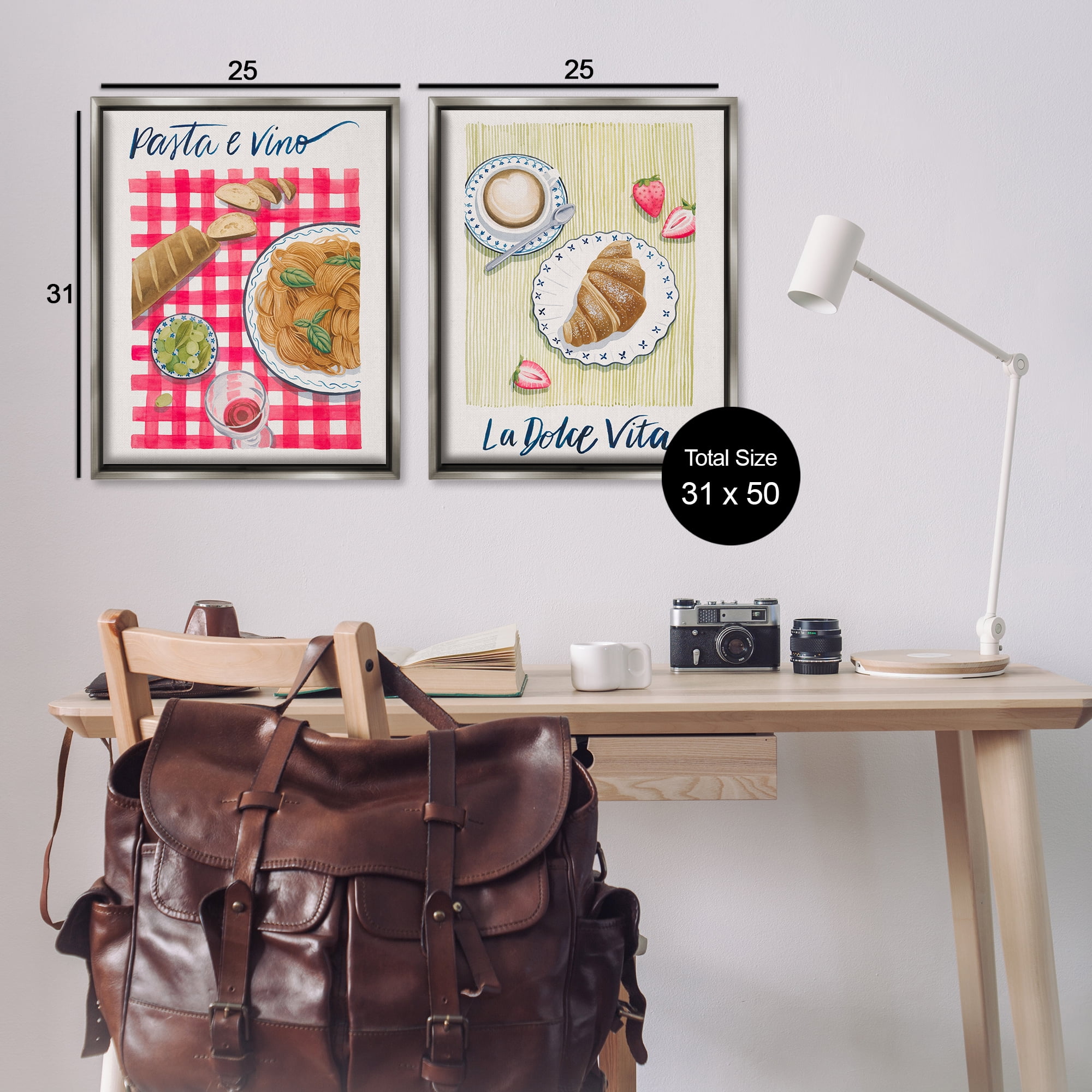 Stupell Industries Picnic Lunch & Brunch Meals Food & Beverage Painting Gray Floater Framed Canvas Art Print Wall Art, 31 x 25, Set of 2