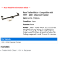 thumbnail image 2 of Rear Trailer Hitch - Compatible with 1999 - 2004 Chevy Tracker 2000 2001 2002 2003, 2 of 4