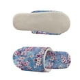 thumbnail image 5 of COEQINE Plum Blossom Blue Womens Slip On Slippers Cozy Fluffy Slides Soft Indoor Sandals Cute House Shoes Open Toe Bedroom Slippers Quiet Slip On Footwear for Her Ladies, 46-47, 5 of 7