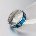 thumbnail image 7 of 8MM Blue/Black Spinner Band Men/Women Titanium Steel Roman Numerals Ring Sz 6-11, 7 of 7