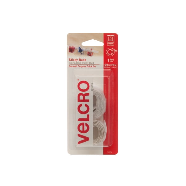 VELCRO Brand - Sticky Back Hook and Loop Fasteners  Peel and Stick Permanent Adhesive Tape Keeps Classrooms, Home, and Offices Organized  Cut-to-Length | 24in x 3/4in Roll White