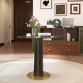 thumbnail image 3 of Miekor Furniture Modern Round Negotiation Table - 85cm Tempered Glass Top, Black Wooden Legs with Golden Metal Base(Only the Negotiation Table) MK8734, 3 of 12