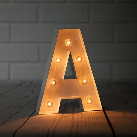 Sign Letters - Fantado White Marquee Light Letter 'A' LED Metal Sign (8 Inch, Battery Operated w/ Timer) by PaperLanternStore