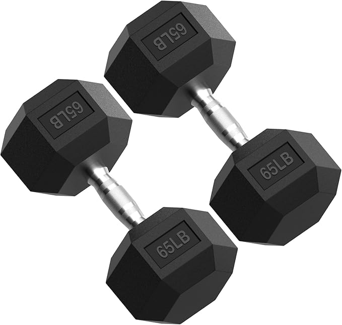Heavy-Duty Hex Dumbbell Set (15-70LB) - Rubber Coated, Non-Roll Iron Weights for Home Gym, Strength Training & Muscle Building