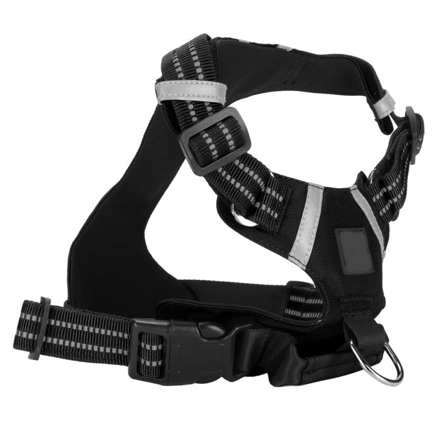 Pet Chest Back Strap, Adjustable Reflective 3 Sided Force Dog Leash Vest Durable With Handle For Dogs Black,Red