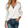 thumbnail image 6 of Atkumj Womens Lightweight Sweaters Stylish Half Zip Stand Collar Pullover Sweaters Casual Solid Color Long Sleeve Knitted Sweaters for Women M, 6 of 9