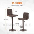 thumbnail image 5 of FDW Bar Stools Set of 2 Counter Height Swivel Stool PU Leather Modern Height Adjustable Swivel Barstools Hydraulic Chair Bar Stools,Brown, 5 of 7