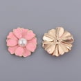 thumbnail image 4 of 10 piezas de botones planos de cristal con forma de flor de perlas y diamantes de imitación de 10 pétalos para joyería rosa + perla, 4 of 9