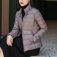 thumbnail image 6 of Women Lightweight Puffer Jacket Standing Collar Down Coat Solid Color Quilted Casual Feather Warm Outerwear, 6 of 7
