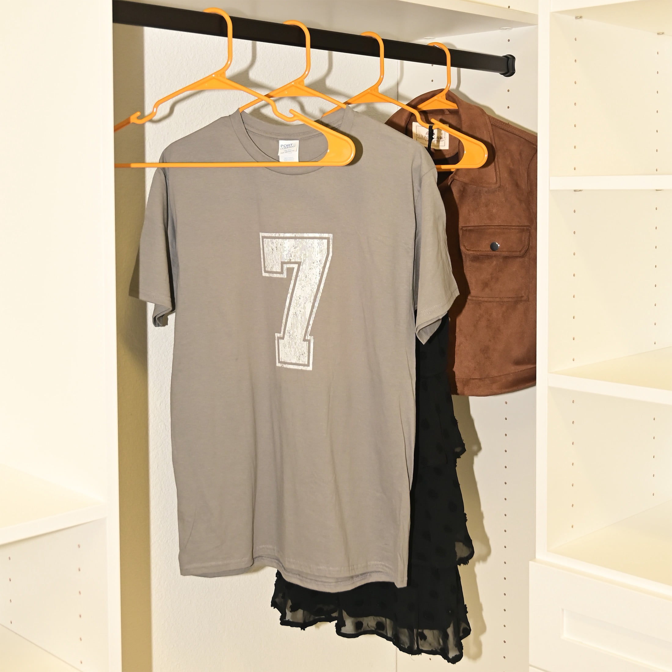 Mainstays Plastic Notched Adult Hangers for Any Clothing Type, Mustard Dijon 100 Count