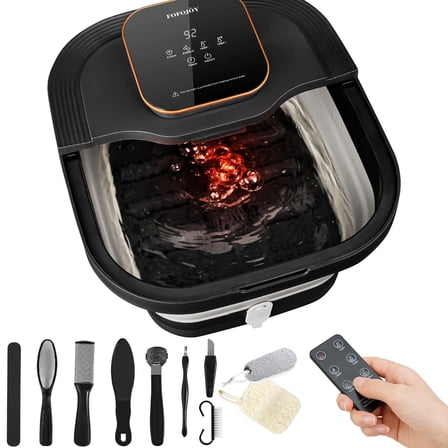Collapsible Foot Spa Bath with Heat and Massage, Bubble, Temperature Remote Control, Pedicure Kit, Pedicure Foot Spa, Foot Soaking Tub