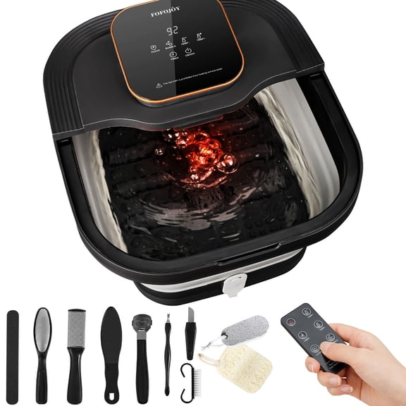 Collapsible Foot Spa Bath with Heat and Massage, Bubble, Temperature Remote Control, Pedicure Kit, Pedicure Foot Spa, Foot Soaking Tub