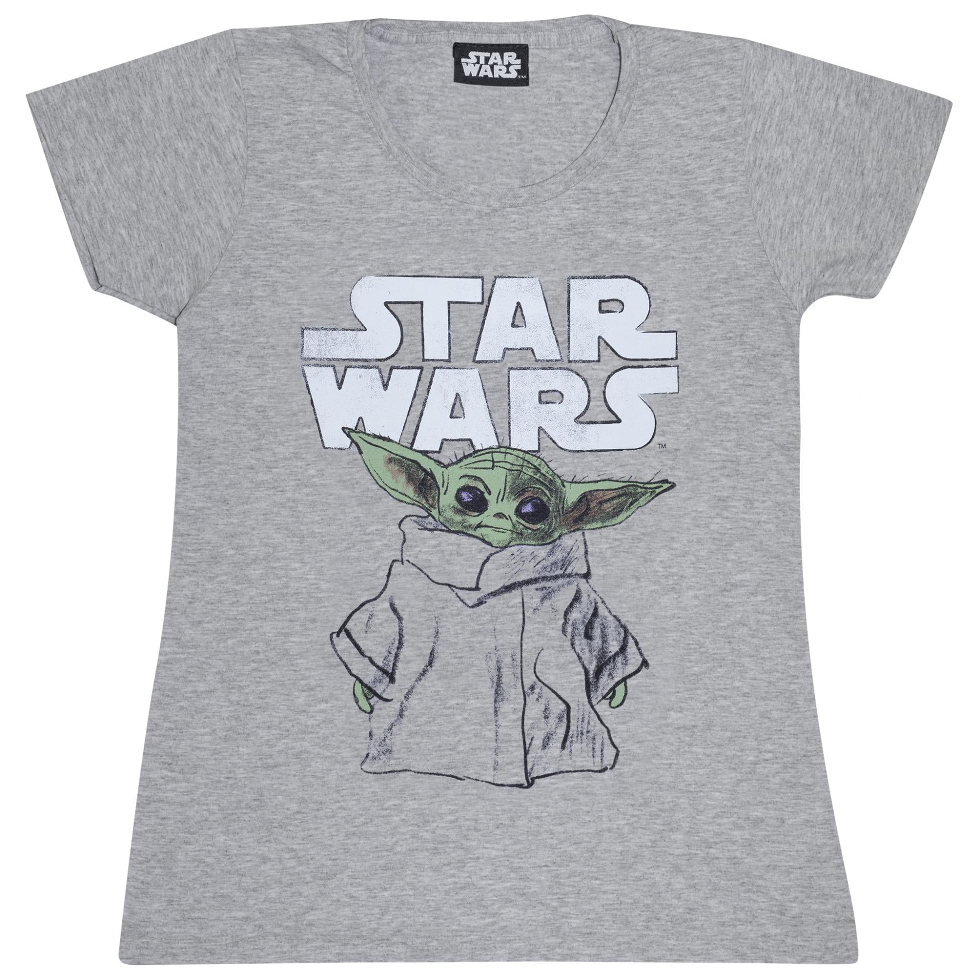 Mens Baby Yoda Mandalorian T Shirt White Star Wars Fan Collectible Fun Women