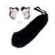 thumbnail image 4 of Conjunto de orejas y cola ajustables para regalo, ideal para cumpleaños, actuaciones, clubes nocturnos, Pascua. Blanco y negro, 4 of 8