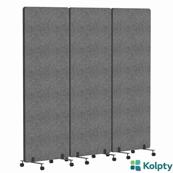Kolpty Rolling Office Privacy Screen 3 Panel Room Divider