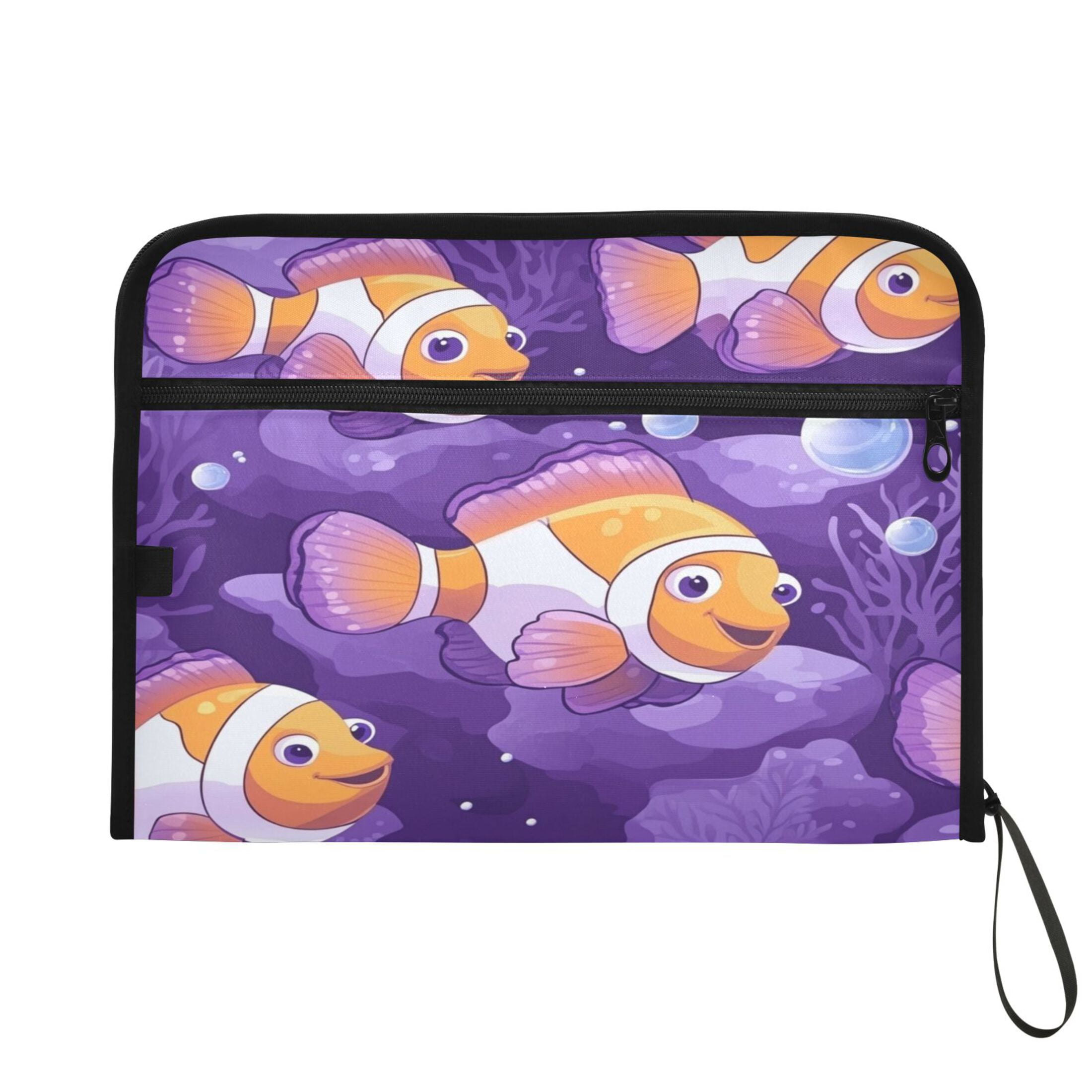 WOBOGO Tropical Clownfish Expanding File Folder Letter Size Accordion Filing Organizer 13 Pocket Separate Organ Pocket