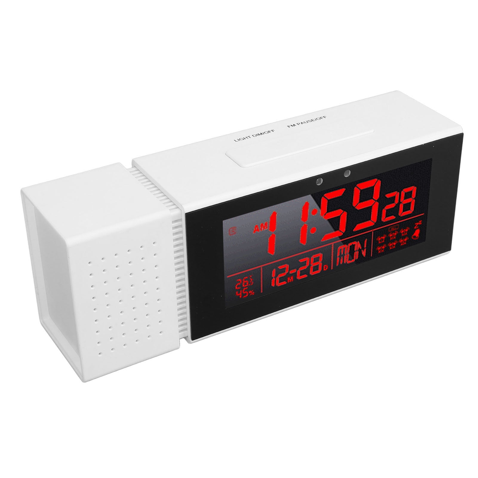 Riousery LED Digital Clock Human Motion Sensor Night Light Electronic Alarm Clock for Kids Students Multifunctional Temp Humidity White 7.48 in / 19 cm