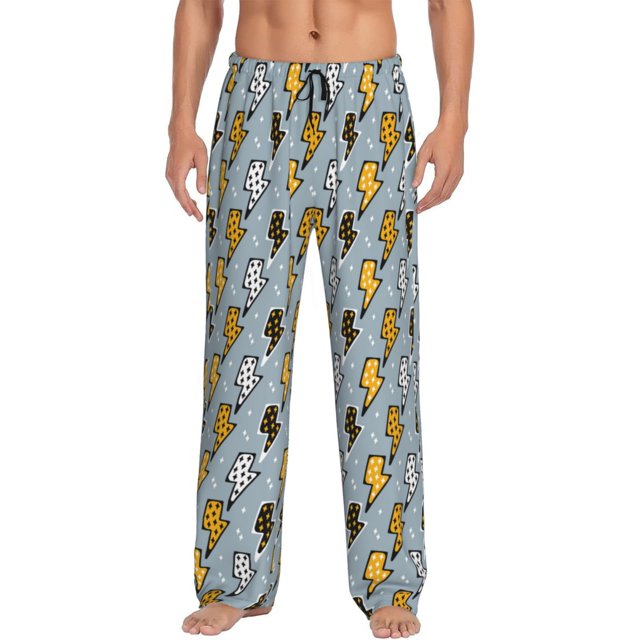 Fotbe Lightning Bolts Pantalones de Pijama para Hombre, Pantalones de Dormir, Pantalones de Casa con Cintura Ajustable y Bolsillos-X-Large