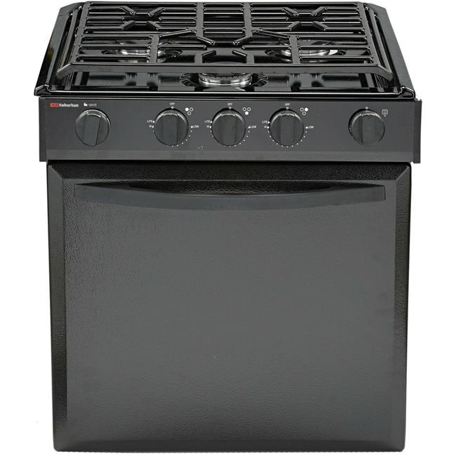 Suburban 3615A 22 in. RV Gas Range with Black Textured Steel Door