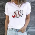 thumbnail image 2 of EQWLJWE Hauts d'Été pour Femmes Hauts pour Femmes Liquidation Mode Féminine Été Col Rond Loisirs Manches Courtes Imprimé Baseball, 2 of 5