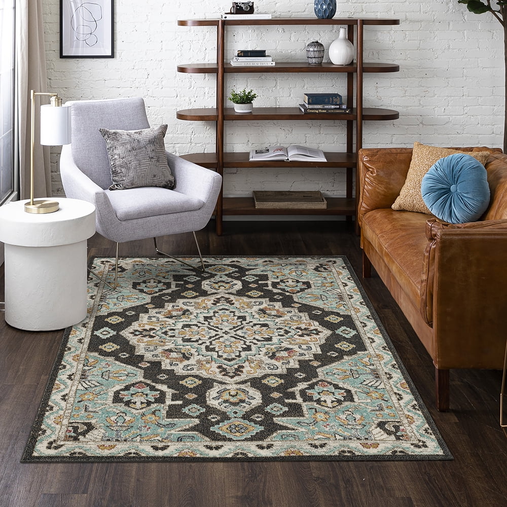 Mohawk Home Huffman Indoor Ornamental Area Rug, Black, 6' x 9'