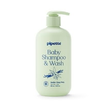 Pipette Tear-Free Baby Shampoo & Wash, Sensitive Skin, Vanilla   Ylang Ylang, 11.8 fl oz