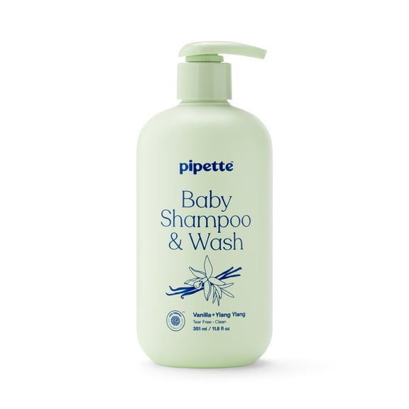 Pipette Tear-Free Baby Shampoo & Wash, Sensitive Skin, Vanilla   Ylang Ylang, 11.8 fl oz