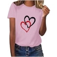 thumbnail image 2 of QIPOPIQ T-Shirts Graphiques pour Femmes Saint-Valentin Manches Courtes Chemises Imprimées Cœur Blouse Tops Liquidation, 2 of 6