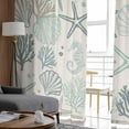 thumbnail image 4 of Turquoise Coastal Sheer Curtains 63 Inches Length 2 Panels Set, Window Sheer Curtains for Living Room/Bedroom, Green Ocean Starfish Shell Seahorse Light Filtering Rod Pocket Curtain 52'' x 63'' x 2, 4 of 7