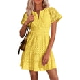 thumbnail image 1 of Vestido PRETTYGARDEN 2025 Verano Mini Amarillo de Encaje XL, 1 of 8
