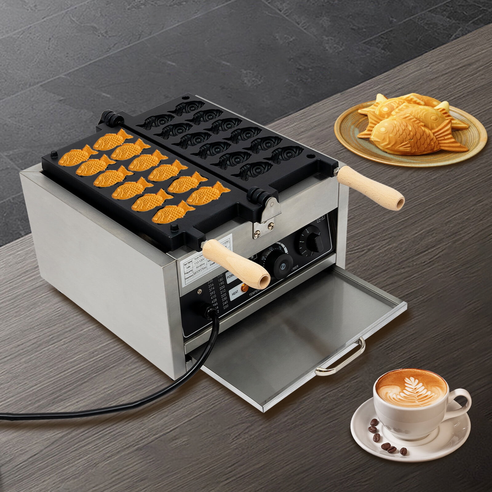 1800W Mini Fish-Shaped Waffle Making Machine Desktop Electric Waffle Maker