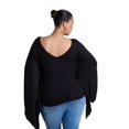 thumbnail image 2 of ELOQUII Women's Plus Size Dramatic Sleeve Shirred Top, 2 of 4
